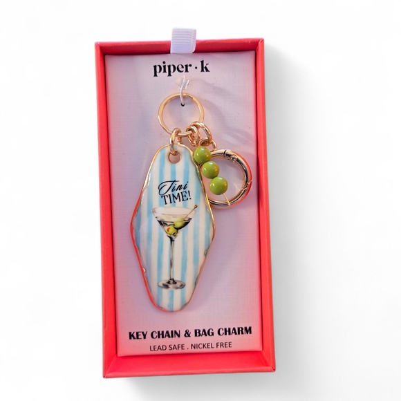 Piper K Accessories - PIPER-K "Tini Time" Martini Glass Key Chain & Bag Charm